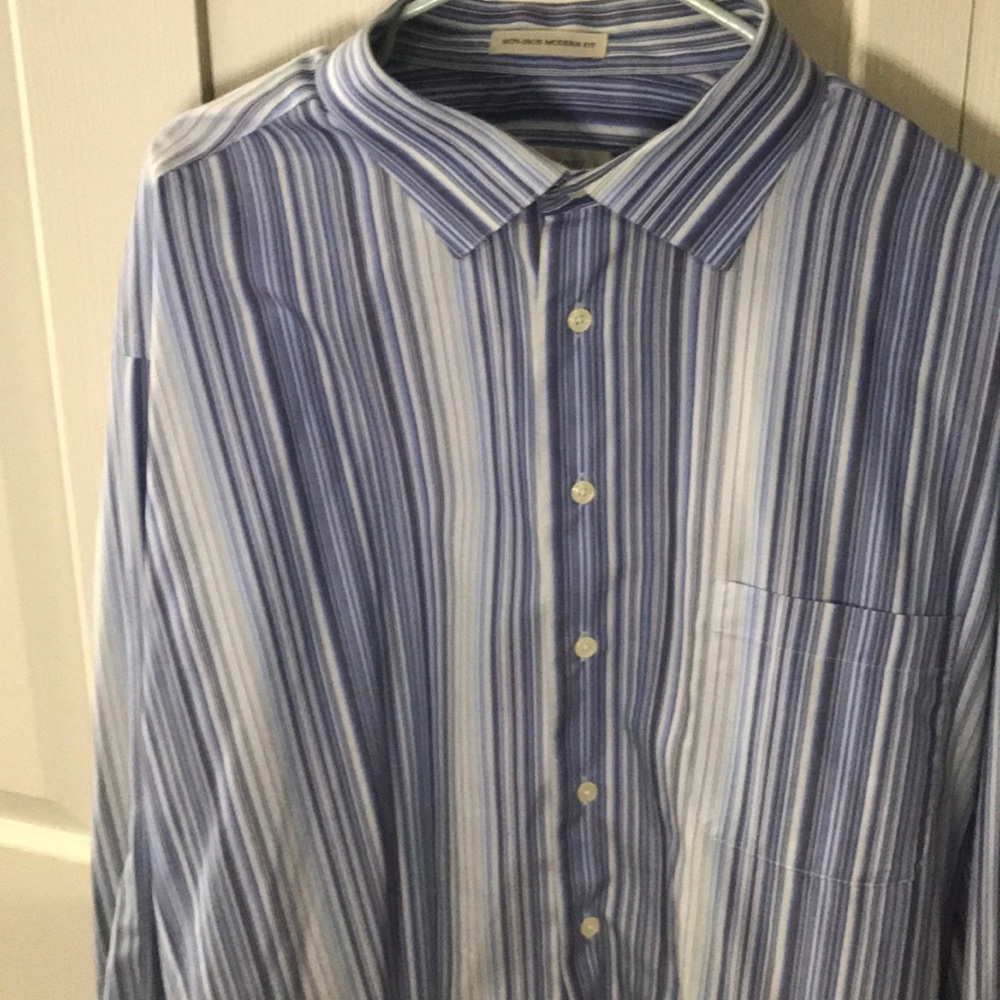 Blue striped button down shirt